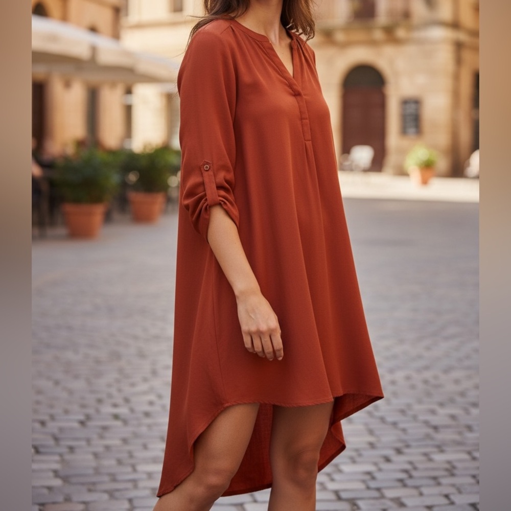 Cupio Burnt Orange High Low Dress